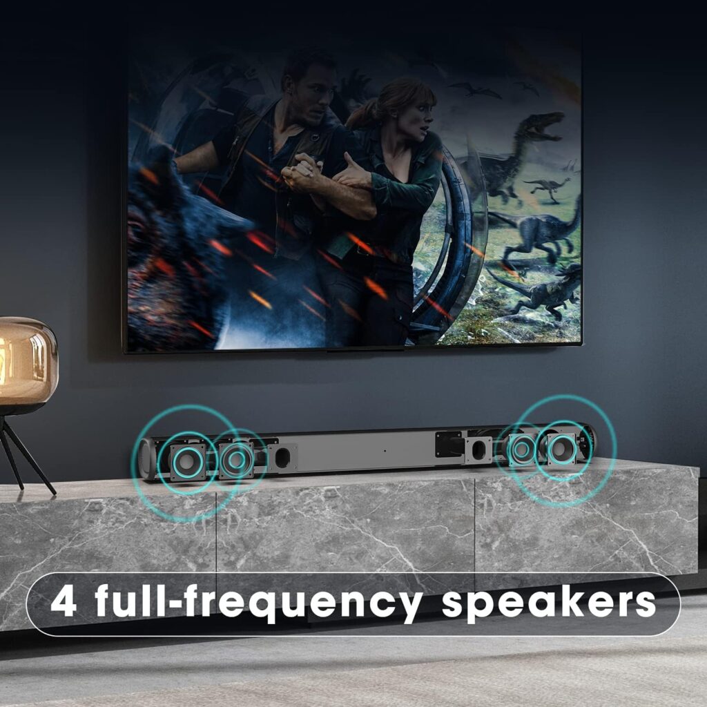 BESTISAN Sound Bars for TV, Wired and Wireless Bluetooth 5.0 TV Sound bar 34inches Soundbar for Home Theater HDMI-ARC/Optical/Coaxial/AUX/USB/Bluetooth Connection, Wall Mountable