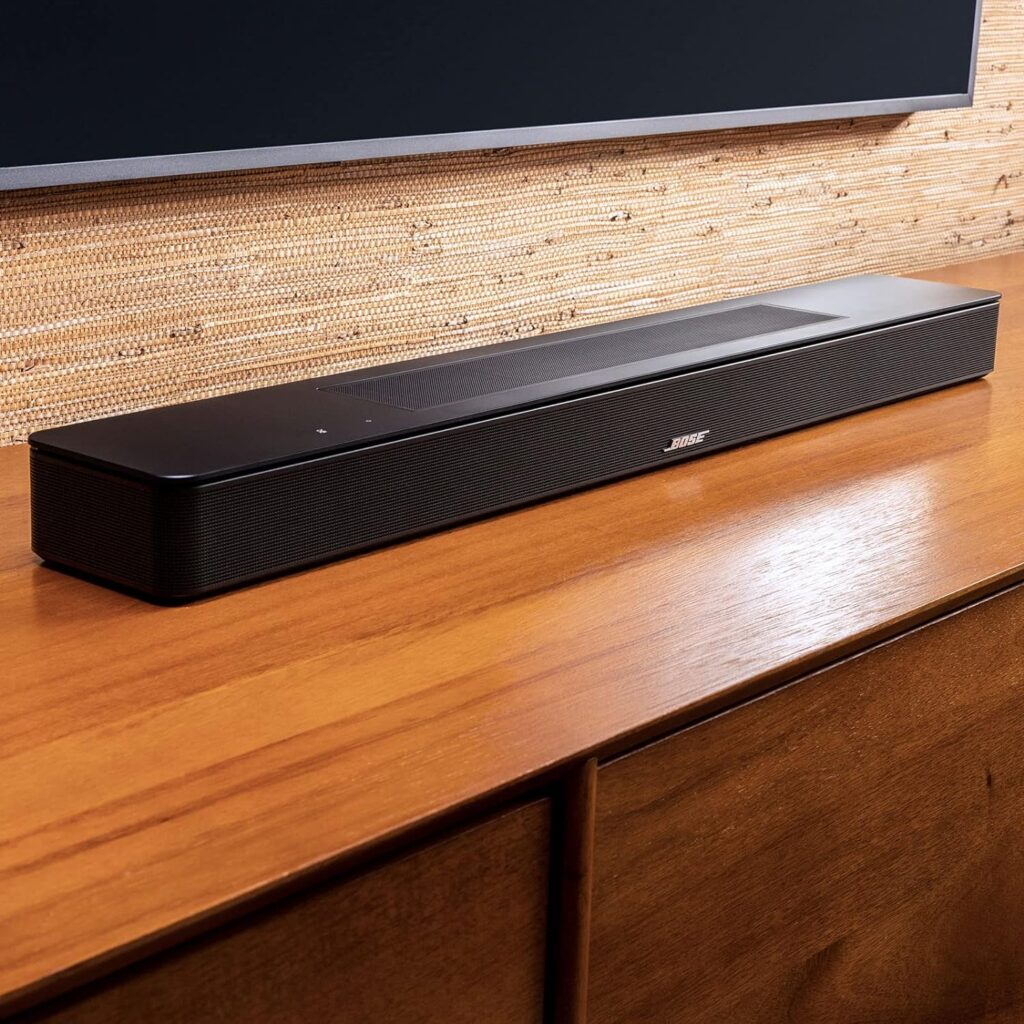 Bose Smart Soundbar 600 with Dolby Atmos, Bluetooth Wireless Sound Bar for TV with Build-In Microphone and Alexa Voice Control, Black