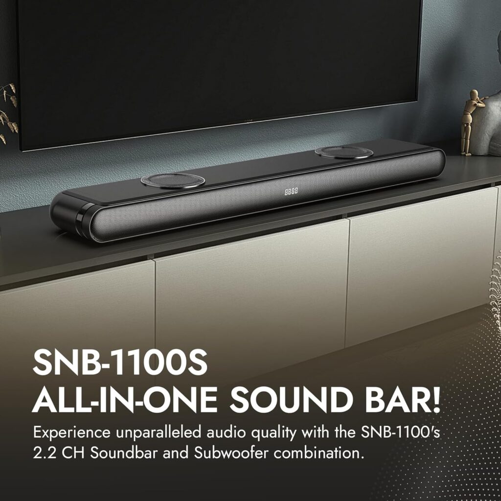 Dolphin Premium Bluetooth Sound Bar Speaker with Integrated Subwoofers - Delivering Loud Deep Bass, All-in-One Wireless Audio Solution for Enhanced TV Home Sound Experience