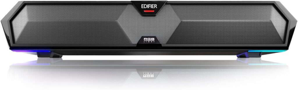 Edifier MG300 Computer Sound Bar: Loud Speakers with Deep Bass - Switch RGB Built-in Microphone for Gaming Speakers Wireless Bluetooth 5.3 USB Adapter PC Sound Bar for Desktop