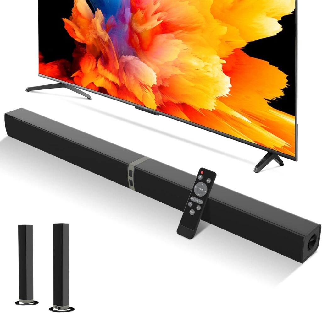 MZEIBO TV Sound Bar, Sound Bars for Smart TV - Bluetooth 2.0 Channel Home Audio Sound Bars - Surround Sound Bars with ARC/Optical/AUX Connection TV Sound Bar Speakers