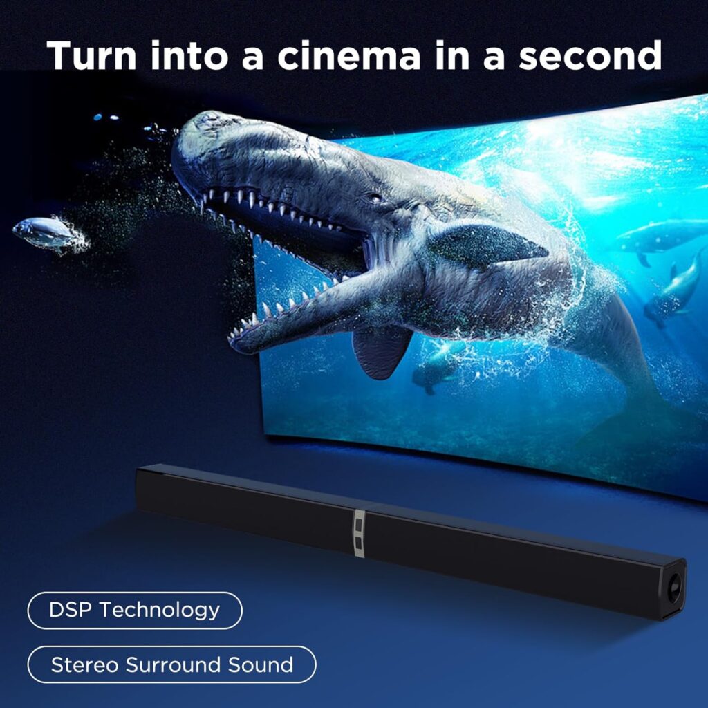 MZEIBO TV Sound Bar, Sound Bars for Smart TV - Bluetooth 2.0 Channel Home Audio Sound Bars - Surround Sound Bars with ARC/Optical/AUX Connection TV Sound Bar Speakers