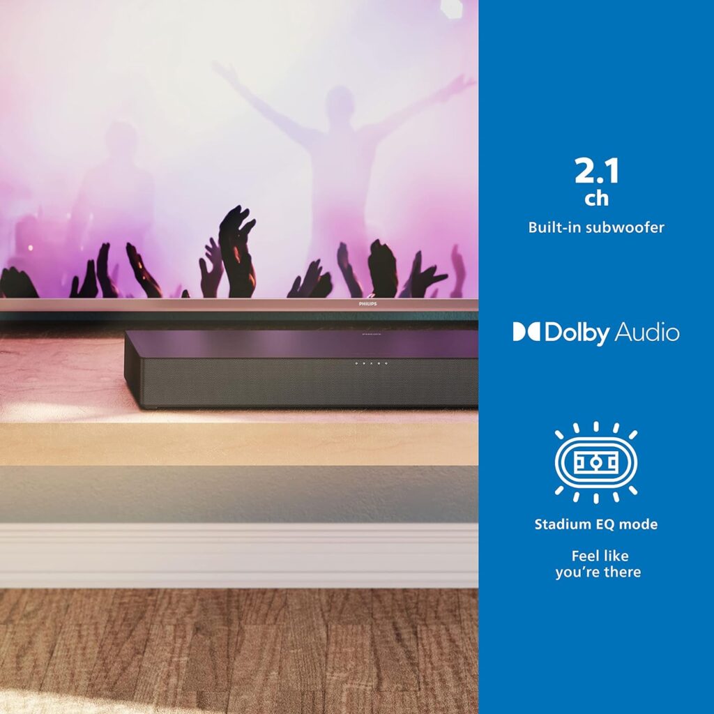 PHILIPS B5706 2.1-Channel Soundbar with Built-in Subwoofer, Stadium EQ Mode