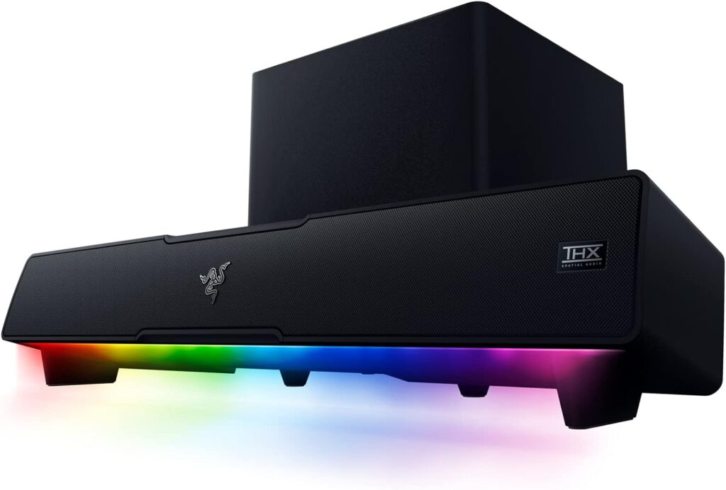 Razer Leviathan V2: Multi-Driver PC Gaming Soundbar with Subwoofer - THX Spatial Audio - Compact Design - Chroma RGB - Bluetooth 5.2 - for Desktop/Laptop, Smartphones, Tablets Nintendo Switch