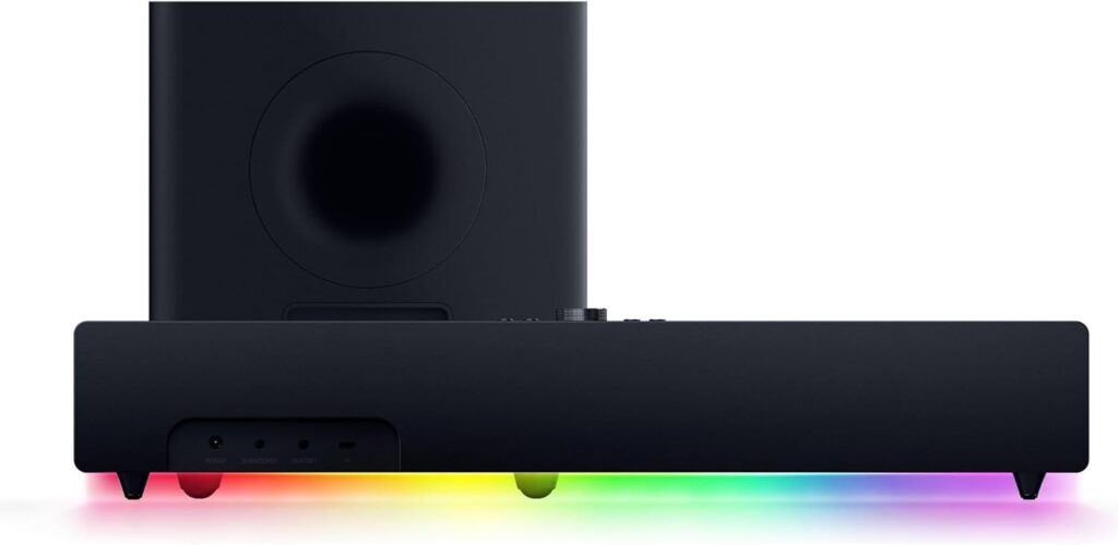 Razer Leviathan V2: Multi-Driver PC Gaming Soundbar with Subwoofer - THX Spatial Audio - Compact Design - Chroma RGB - Bluetooth 5.2 - for Desktop/Laptop, Smartphones, Tablets Nintendo Switch