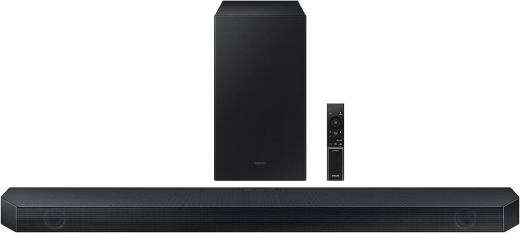 SAMSUNG HW-Q60C 3.1ch Soundbar w/Dolby Audio, Q-Symphony, Adaptive Sound Lite, HDMI eARC, Game Mode, Bluetooth, Tap Sound, Wireless Surround Sound Compatible (Newest Model),Black