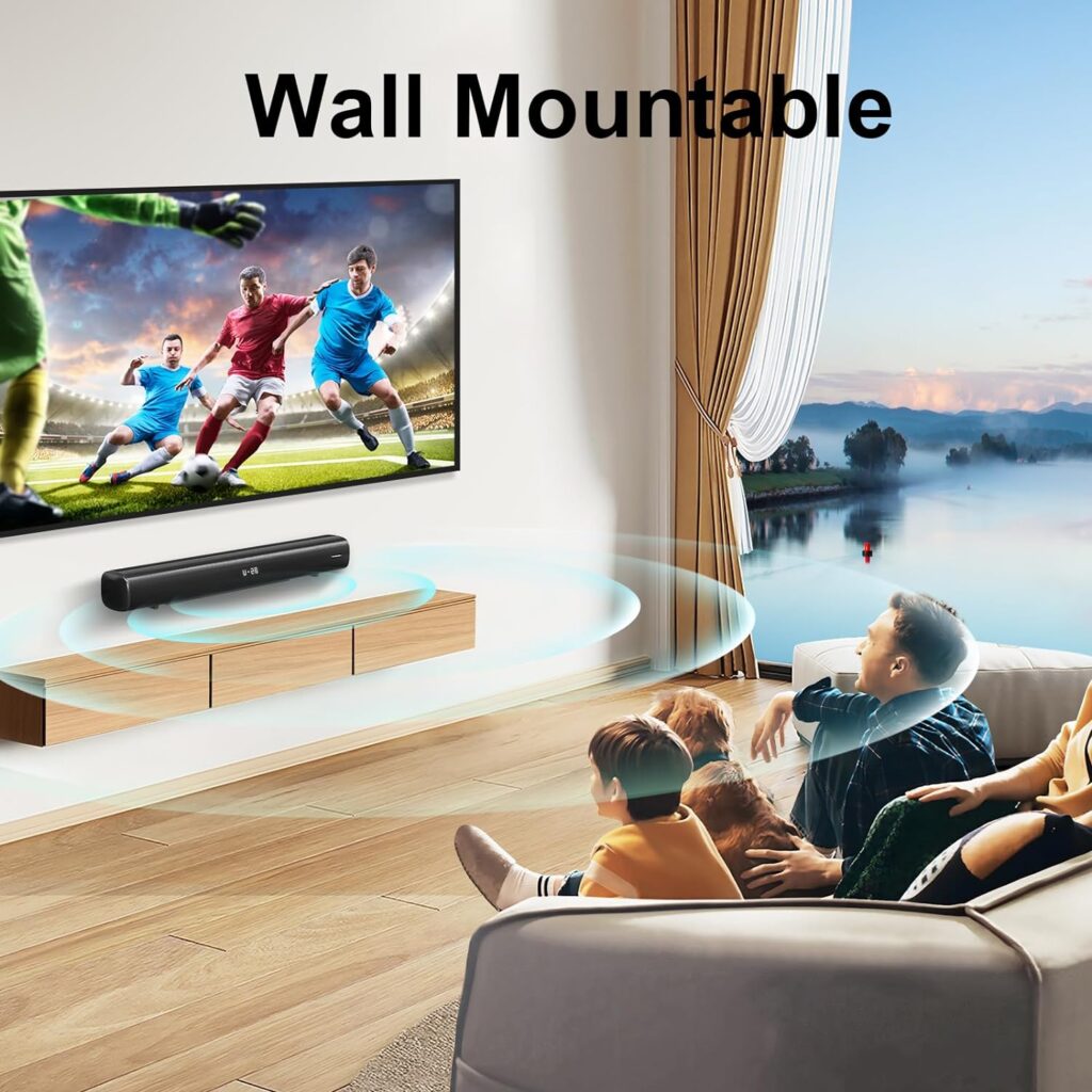 Sound Bars for TV Speaker 22 Inch Full-Range Divers, LED Display, Bass Adjustable, Bluetooth 5.3 Soundbar, HDMI(ARC)/USB/AUX Inputs, 6 EQ Surround Sound System TV Sound Bar for Home Audio