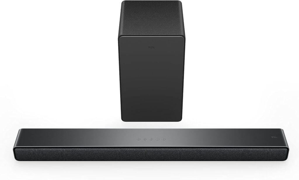 TCL 3.1ch Sound Bar with Wireless Subwoofer (Q6310, 2023 Model), Dolby Audio, DTS Virtual:X, Built-in Center Channel Speaker, Auto Room Calibration, Wall Mount/HDMI Cable Included,Black