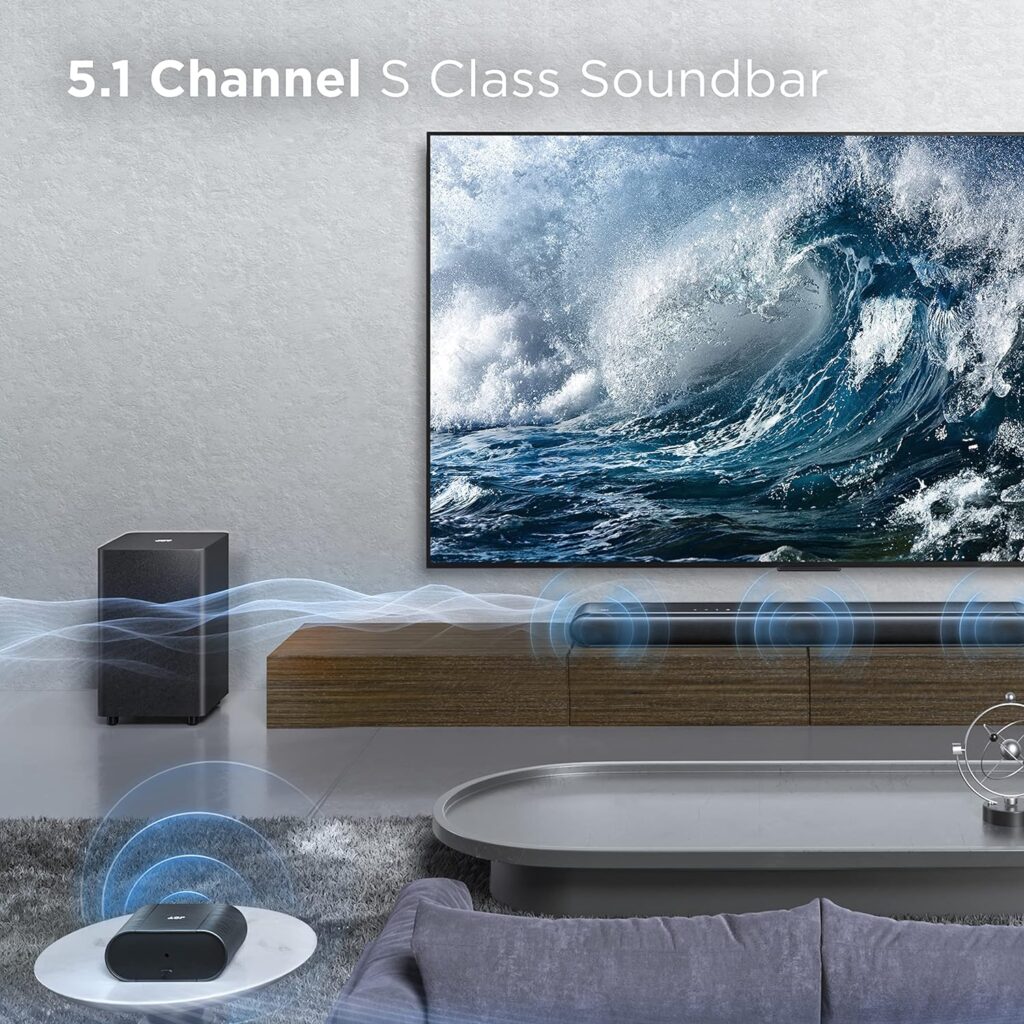 TCL 5.1ch Sound Bar with Wireless Subwoofer (S4510, 2023 - Model), Built-in Center Channel, 2 Rear Surround Sound Speakers, Dolby Audio, DTS Virtual:X, Bluetooth, Wall Mount / HDMI cable included