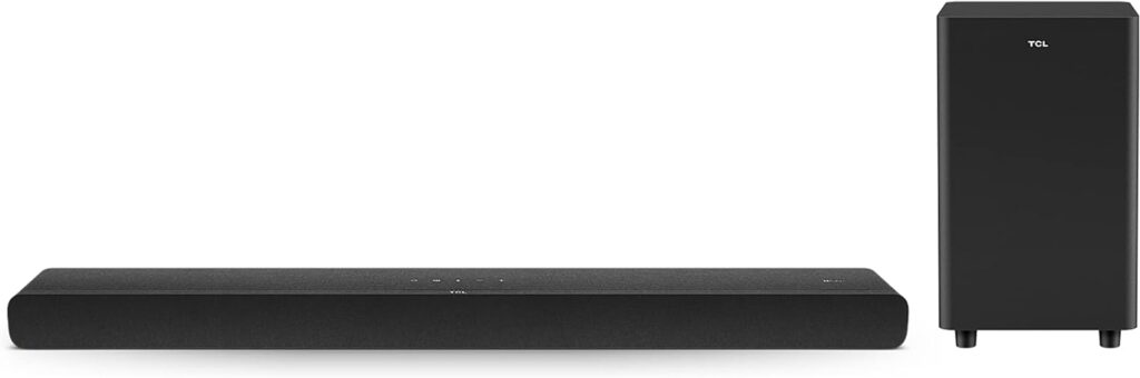 TCL Alto 8 Plus 3.1.2 Channel Dolby Atmos Smart Sound Bar with Wireless Subwoofer, WiFi, Works w/ Alexa, Google Assistant Apple Airplay 2, Bluetooth – TS8132, 39-inch, Black