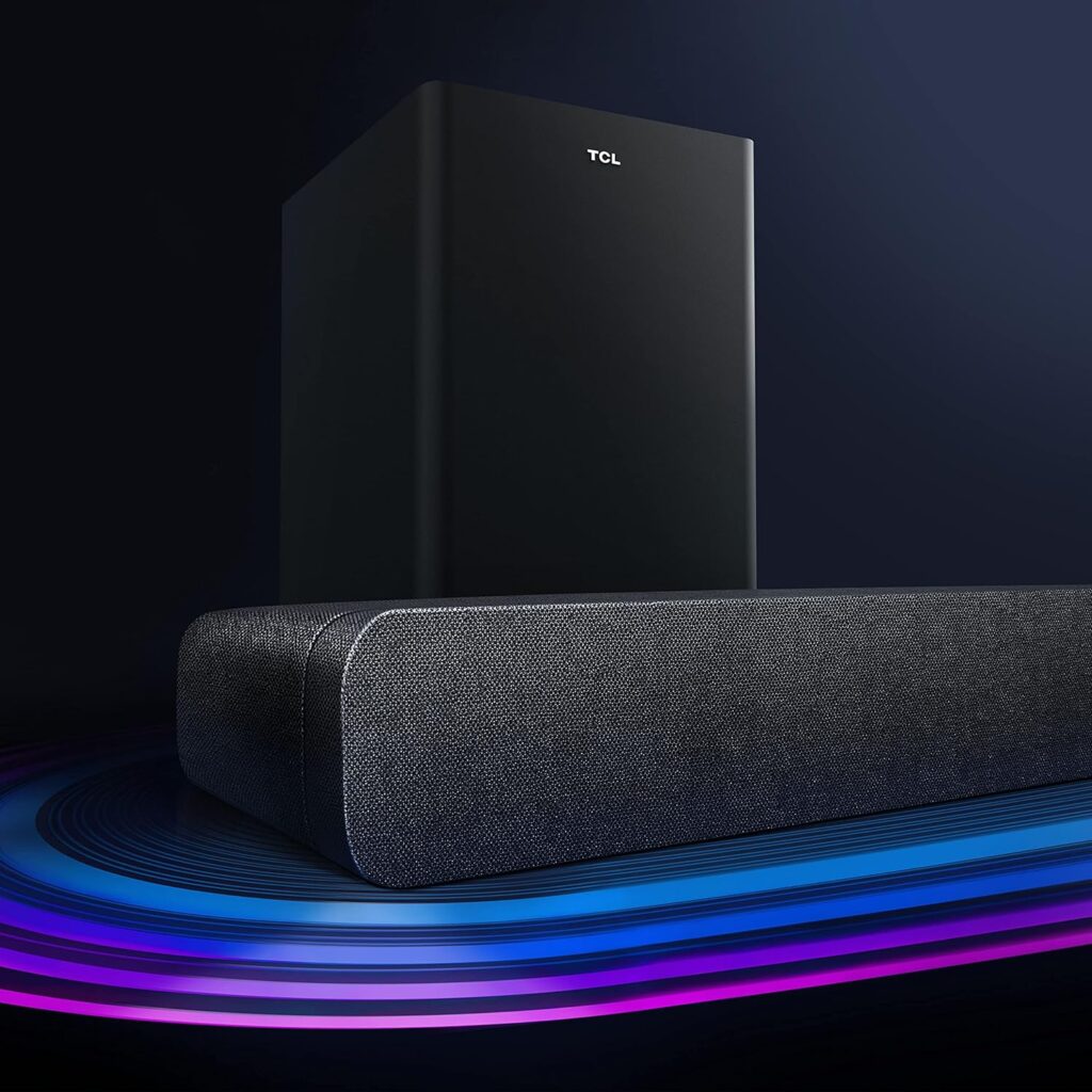 TCL Alto 8 Plus 3.1.2 Channel Dolby Atmos Smart Sound Bar with Wireless Subwoofer, WiFi, Works w/ Alexa, Google Assistant Apple Airplay 2, Bluetooth – TS8132, 39-inch, Black