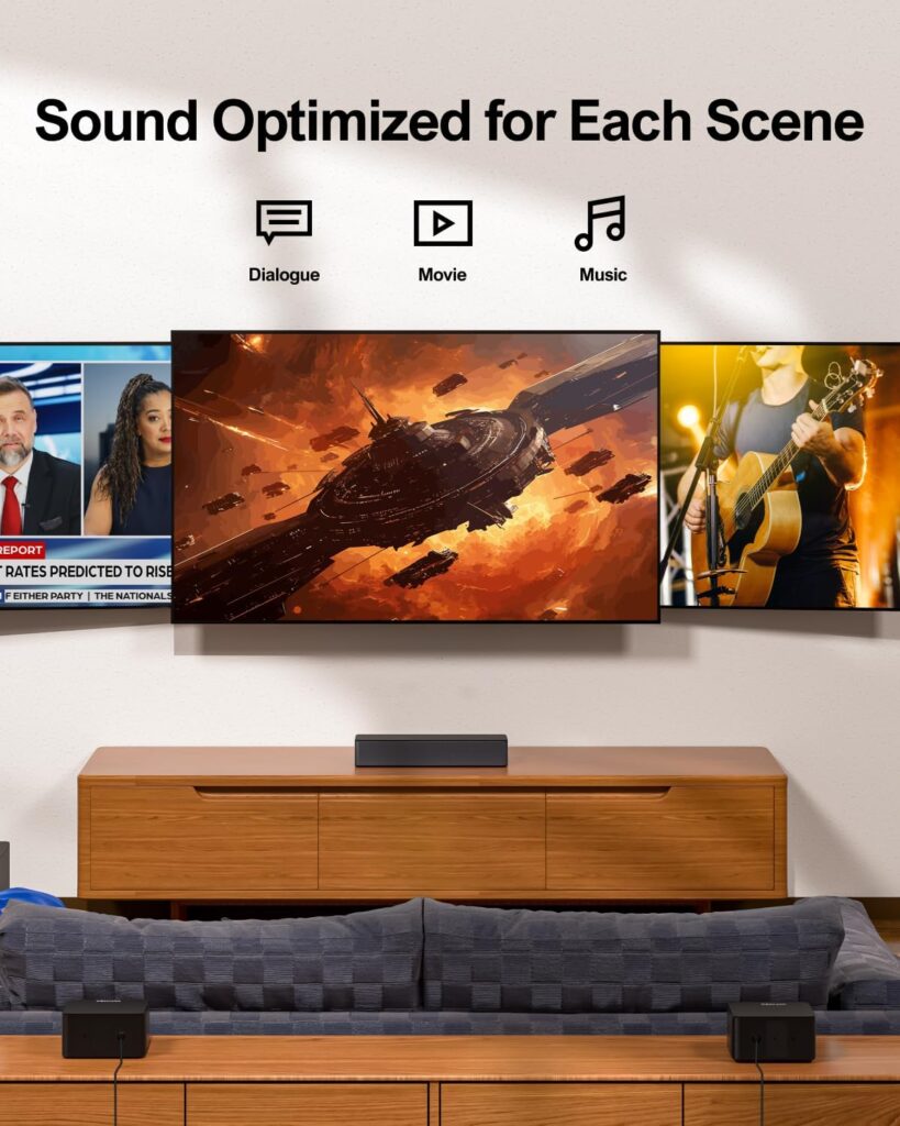 ULTIMEA 5.1 Dolby Atmos Sound Bar, Peak Power 410W, Sound Bar for Smart TV with Subwoofer, 3D Surround Sound System for TV, Surround and Bass Adjustable Home Theater, Poseidon D60 Series