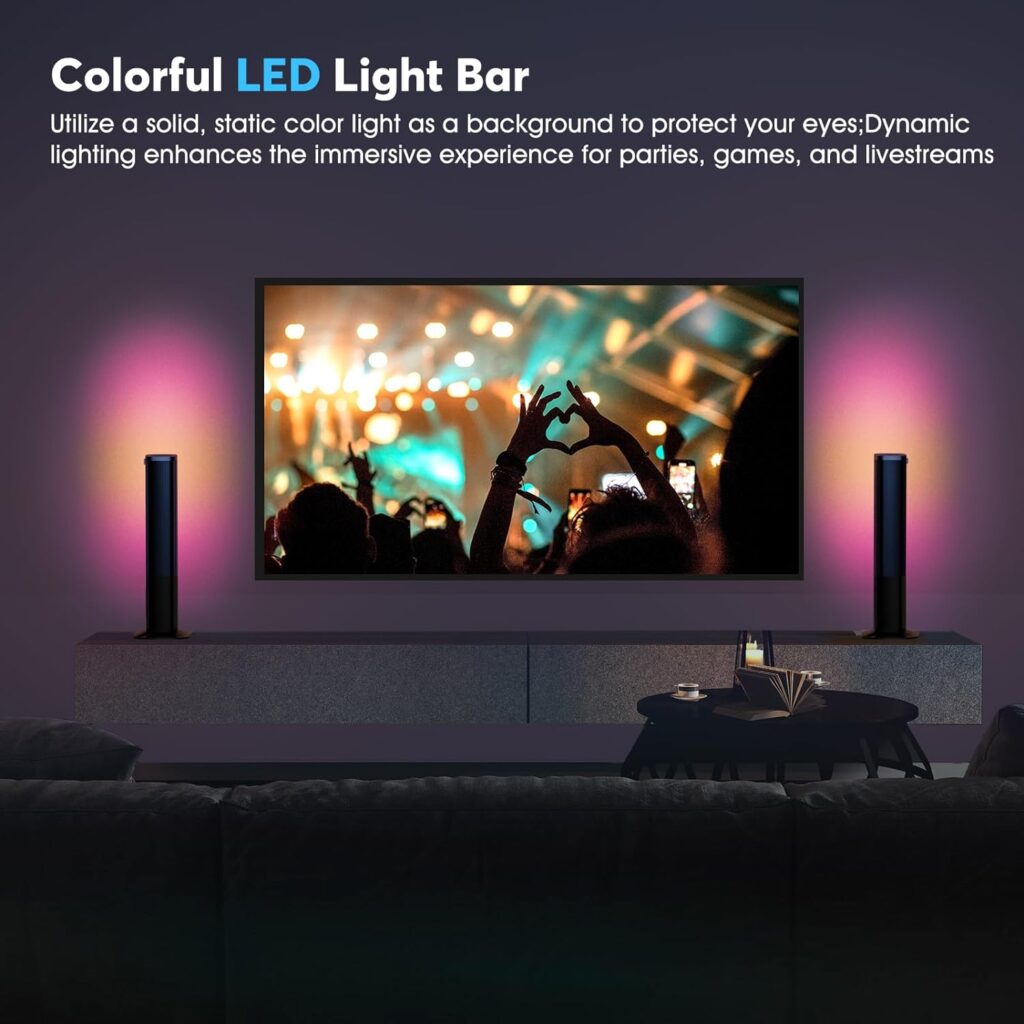 Wohome Sound Bars for TV, Colorful LED Light Bar Speakers, 2.2ch 32 Inches Detachable Soundbar Speaker with TV-ARC/Optical/AUX/USB Connection for Home, Parties, Bars