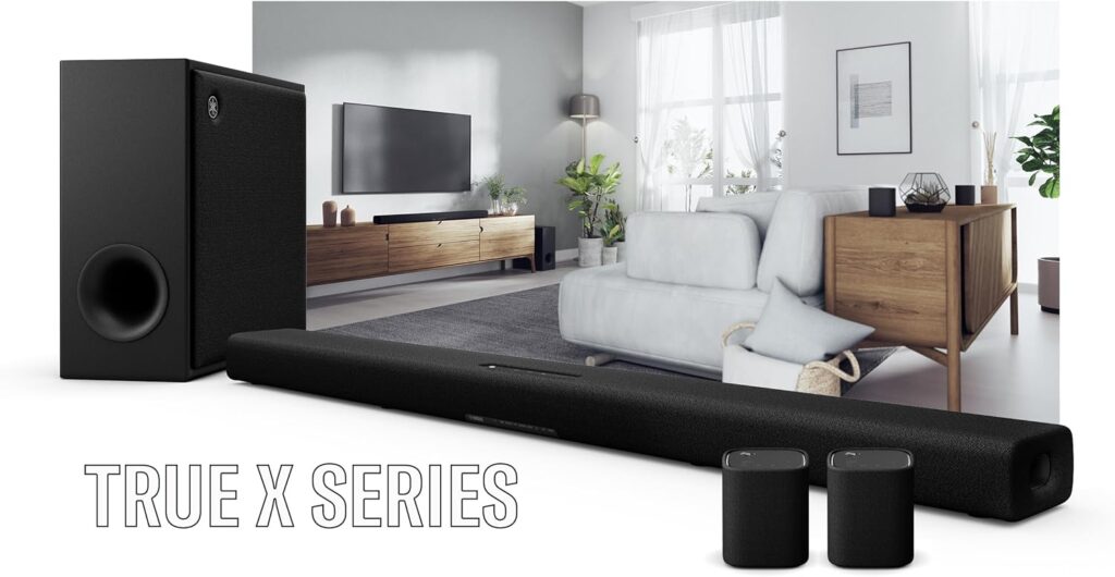 YAMAHA - True X BAR 50A Sound Bar with Dolby Atmos, Wireless Subwoofer and Alexa Built-in – Black