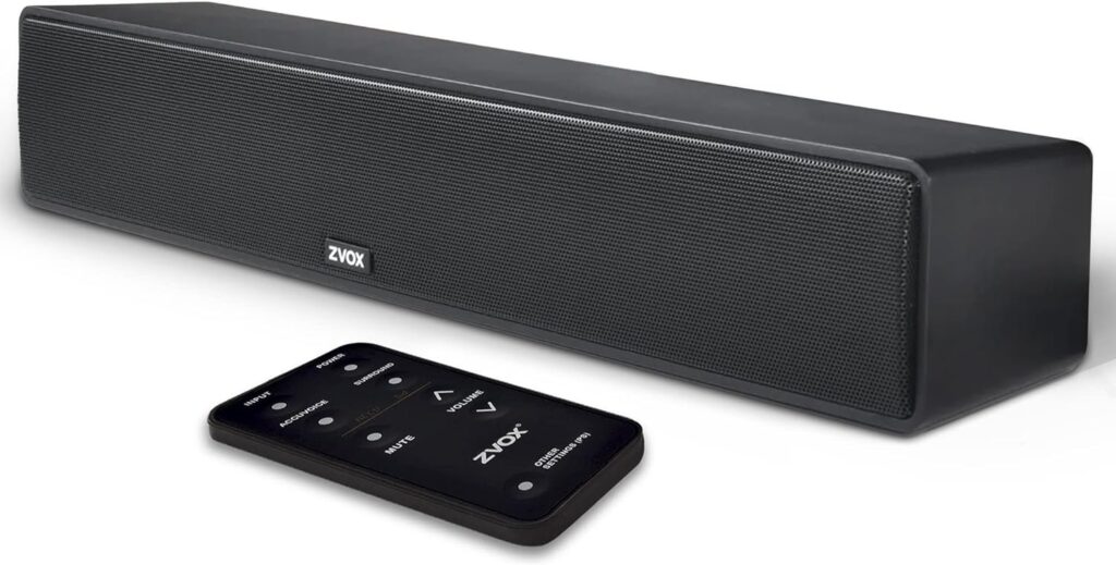 ZVOX Dialogue Clarifying Sound Bar with Patented Hearing Technology - AccuVoice TV Sound Bar with Twelve Levels of Voice Boost - Home Theater Audio TV Speakers Soundbar - AV157 Black